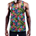 Hawaiian Floral Pattern Print Men's Workout Tank Top