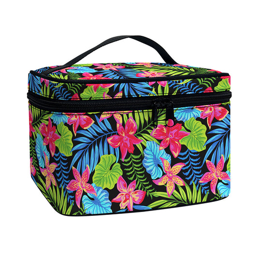 Hawaiian Floral Pattern Print Travel Makeup Bag