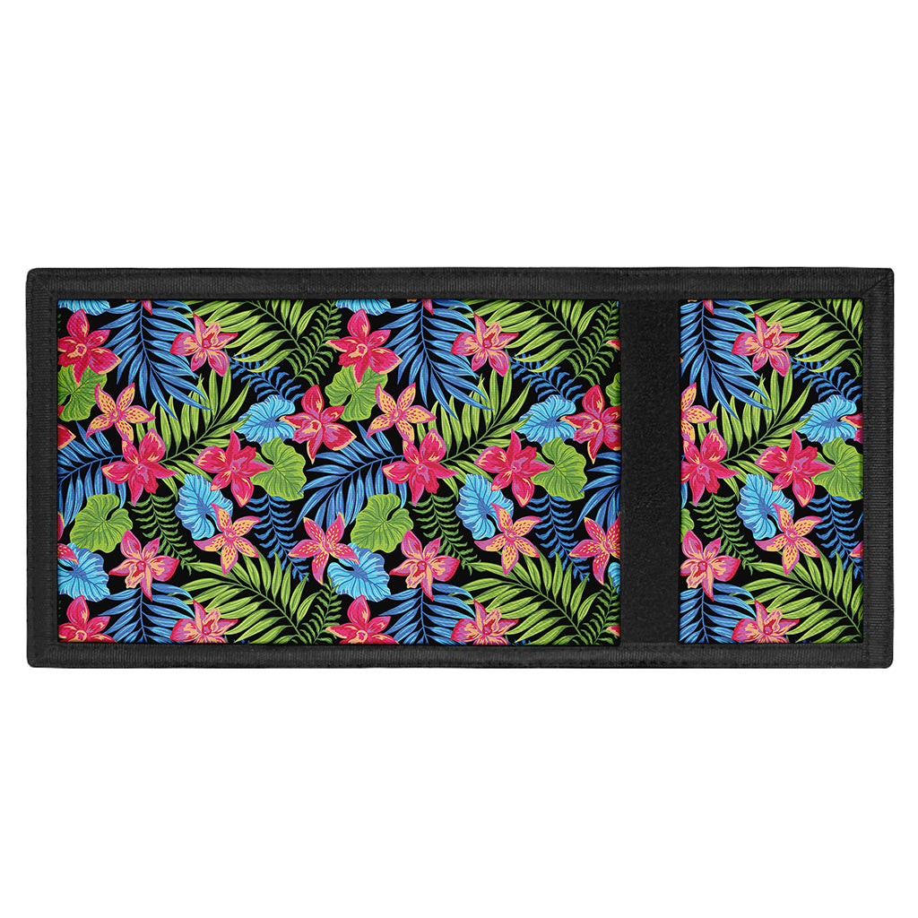 Hawaiian Floral Pattern Print Trifold Wallet