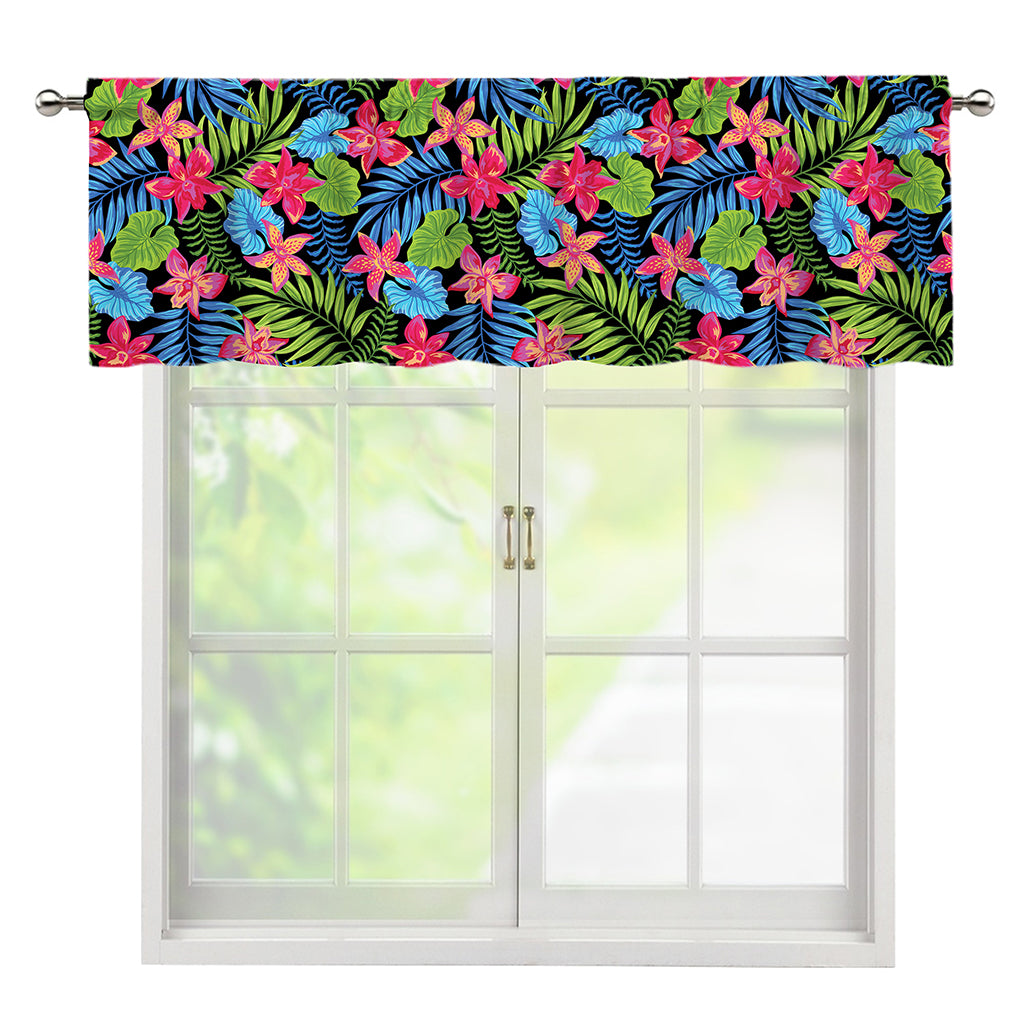 Hawaiian Floral Pattern Print Window Valance