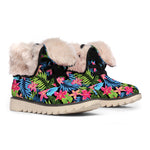 Hawaiian Floral Pattern Print Winter Boots