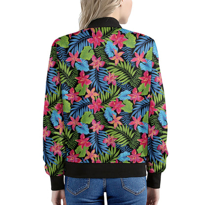 Hawaiian Floral Pattern Print Women's Bomber Jacket