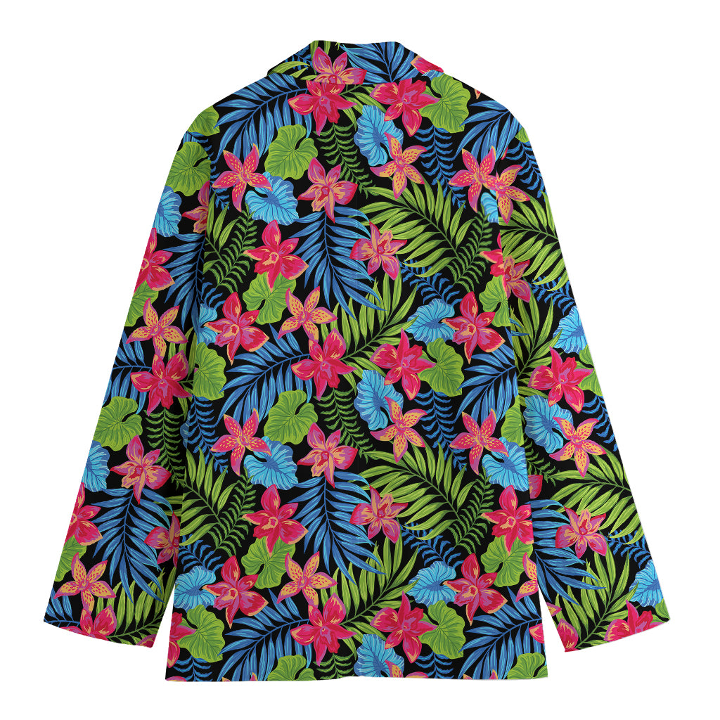 Hawaiian Floral Pattern Print Women's Cotton Blazer