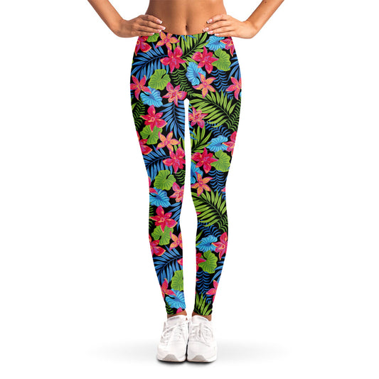 Hawaiian Floral Pattern Print Women's Leggings