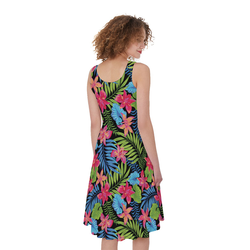Hawaiian Floral Pattern Print Women's Sleeveless Dress