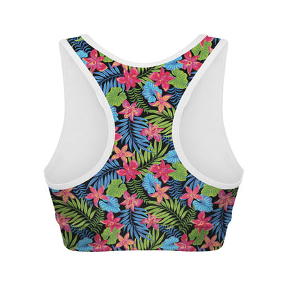 Hawaiian Floral Pattern Print Women's Sports Bra