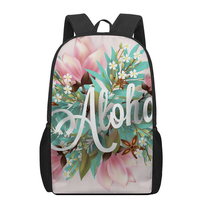 Hawaiian Flower Aloha Print 17 Inch Backpack