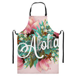 Hawaiian Flower Aloha Print Bib Apron With Pocket