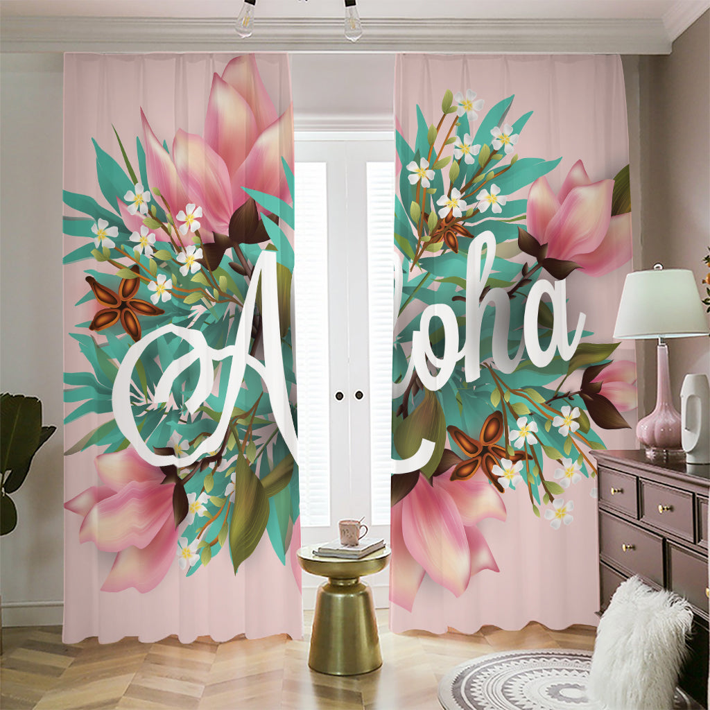 Hawaiian Flower Aloha Print Blackout Pencil Pleat Curtains