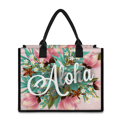 Hawaiian Flower Aloha Print Canvas Tote Bag
