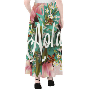 Hawaiian Flower Aloha Print Chiffon Maxi Skirt