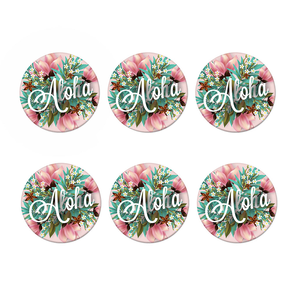 Hawaiian Flower Aloha Print Coaster Set