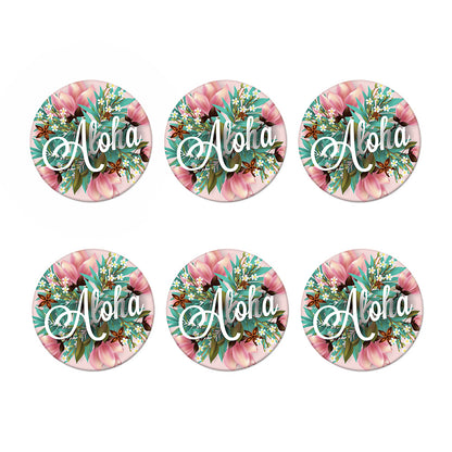 Hawaiian Flower Aloha Print Coaster Set