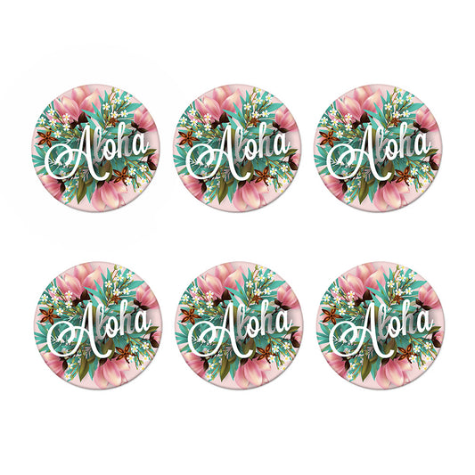 Hawaiian Flower Aloha Print Coaster Set