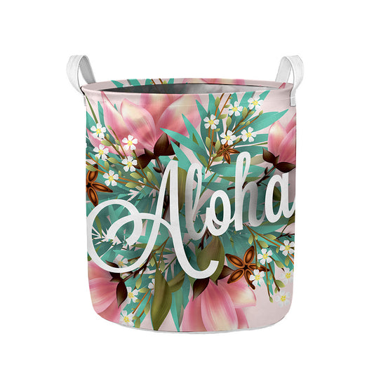 Hawaiian Flower Aloha Print Collapsible Laundry Basket