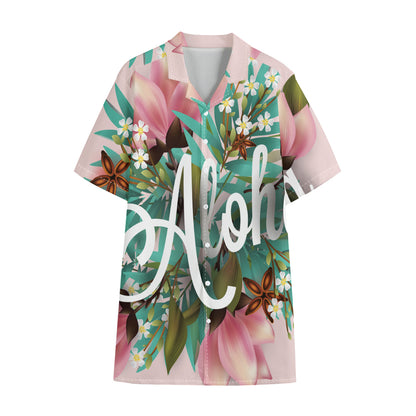 Hawaiian Flower Aloha Print Cotton Hawaiian Shirt