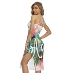 Hawaiian Flower Aloha Print Cross Back Cami Dress