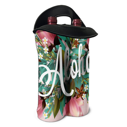 Hawaiian Flower Aloha Print Double Neoprene Wine Tote