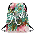 Hawaiian Flower Aloha Print Drawstring Backpack