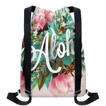 Hawaiian Flower Aloha Print Drawstring Backpack