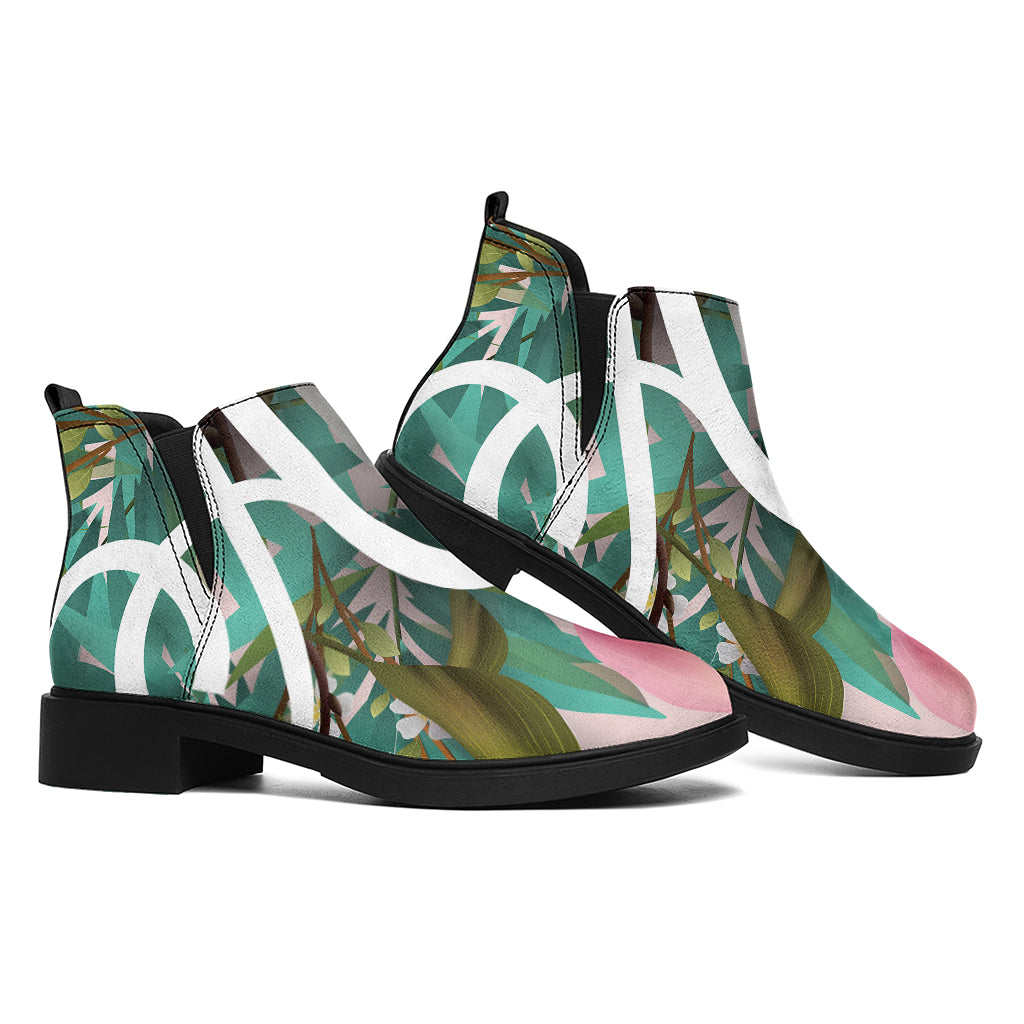 Hawaiian Flower Aloha Print Flat Ankle Boots