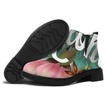 Hawaiian Flower Aloha Print Flat Ankle Boots