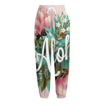 Hawaiian Flower Aloha Print Fleece Lined Knit Pants
