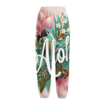 Hawaiian Flower Aloha Print Fleece Lined Knit Pants