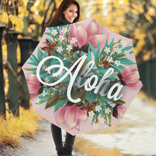 Hawaiian Flower Aloha Print Foldable Umbrella