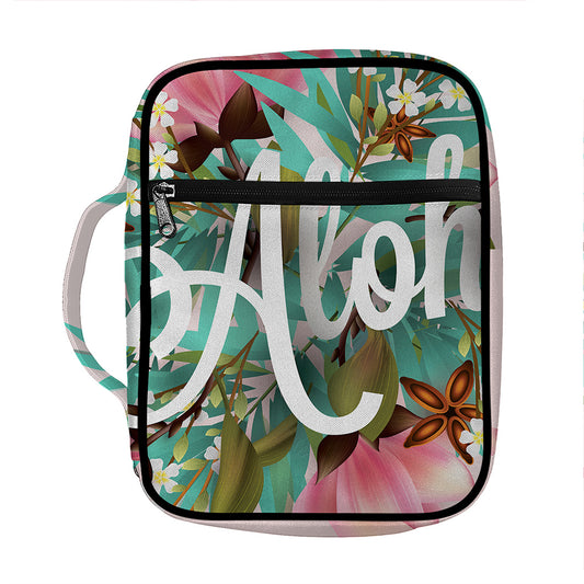 Hawaiian Flower Aloha Print Front Pocket Bible Bag