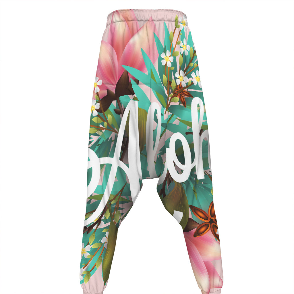 Hawaiian Flower Aloha Print Hammer Pants