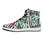 Hawaiian Flower Aloha Print High Top Leather Sneakers
