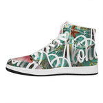 Hawaiian Flower Aloha Print High Top Leather Sneakers