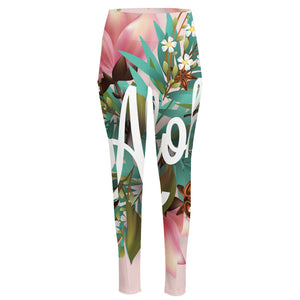 Hawaiian Flower Aloha Print High-Waisted Pocket Leggings