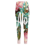 Hawaiian Flower Aloha Print High-Waisted Pocket Leggings