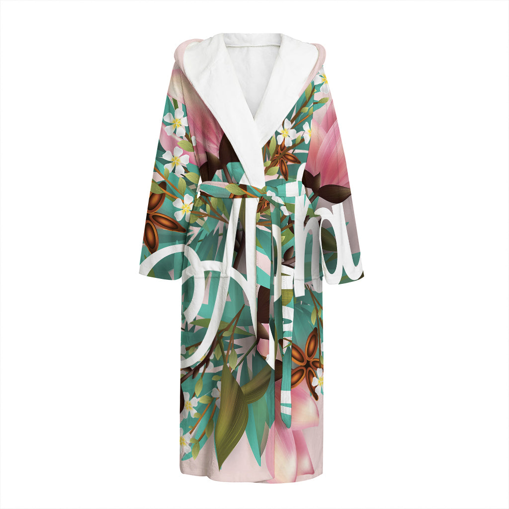 Hawaiian Flower Aloha Print Hooded Bathrobe