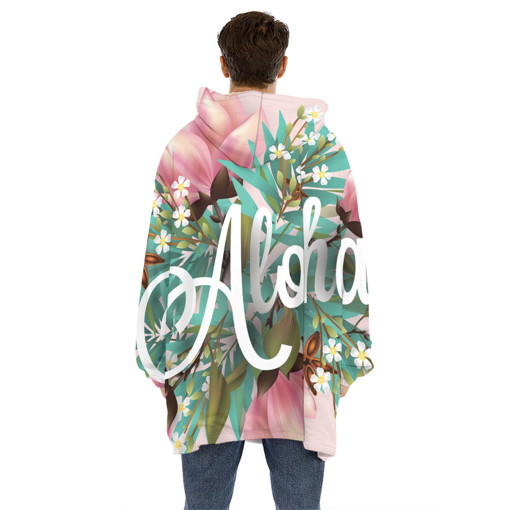 Hawaiian Flower Aloha Print Hoodie Blanket