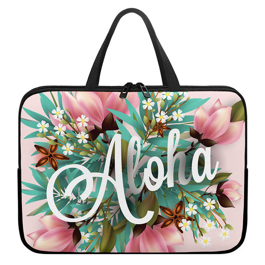 Hawaiian Flower Aloha Print Laptop Sleeve With Handle