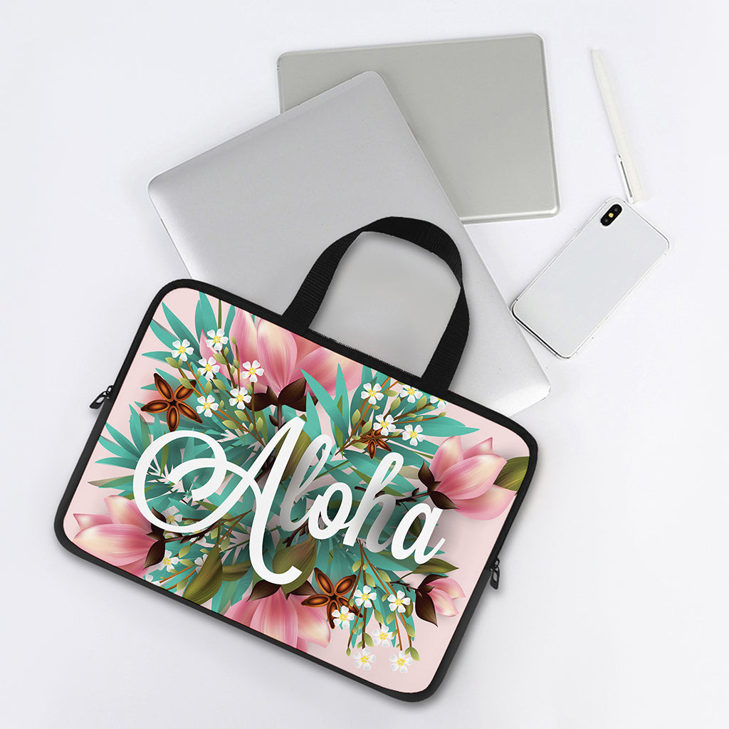 Hawaiian Flower Aloha Print Laptop Sleeve With Handle
