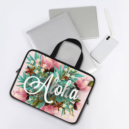 Hawaiian Flower Aloha Print Laptop Sleeve With Handle