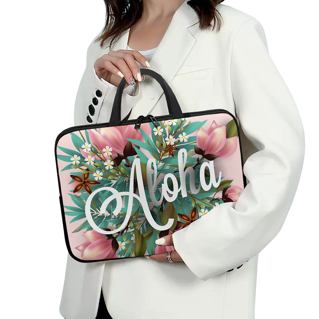 Hawaiian Flower Aloha Print Laptop Sleeve With Handle
