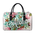 Hawaiian Flower Aloha Print Leather Duffle Bag