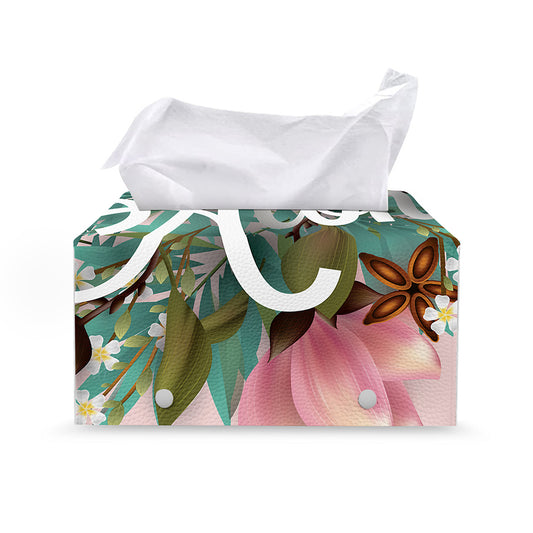 Hawaiian Flower Aloha Print Leather Tissue Box Cover