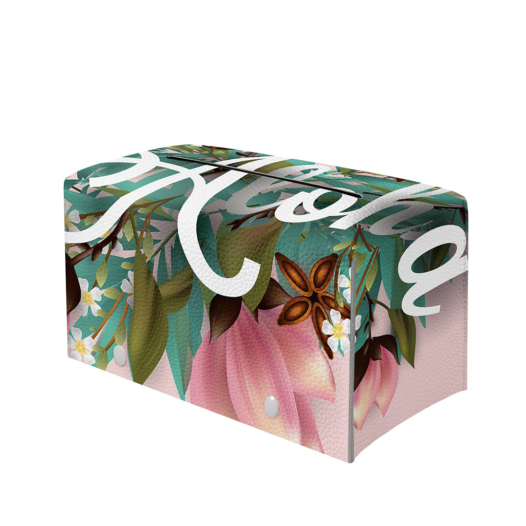 Hawaiian Flower Aloha Print Leather Tissue Box Cover