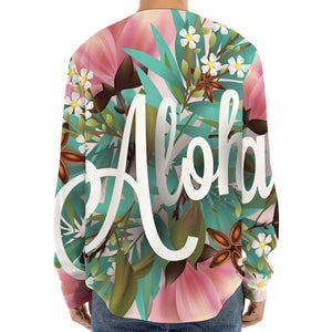 Hawaiian Flower Aloha Print Long Sleeve Baseball Jersey