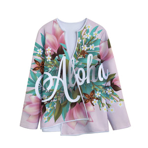 Hawaiian Flower Aloha Print Long Sleeve Short Coat