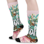 Hawaiian Flower Aloha Print Long Socks