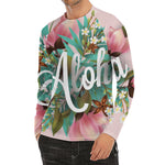 Hawaiian Flower Aloha Print Men's Long Sleeve Rash Guard