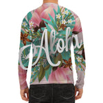 Hawaiian Flower Aloha Print Men's Long Sleeve Rash Guard
