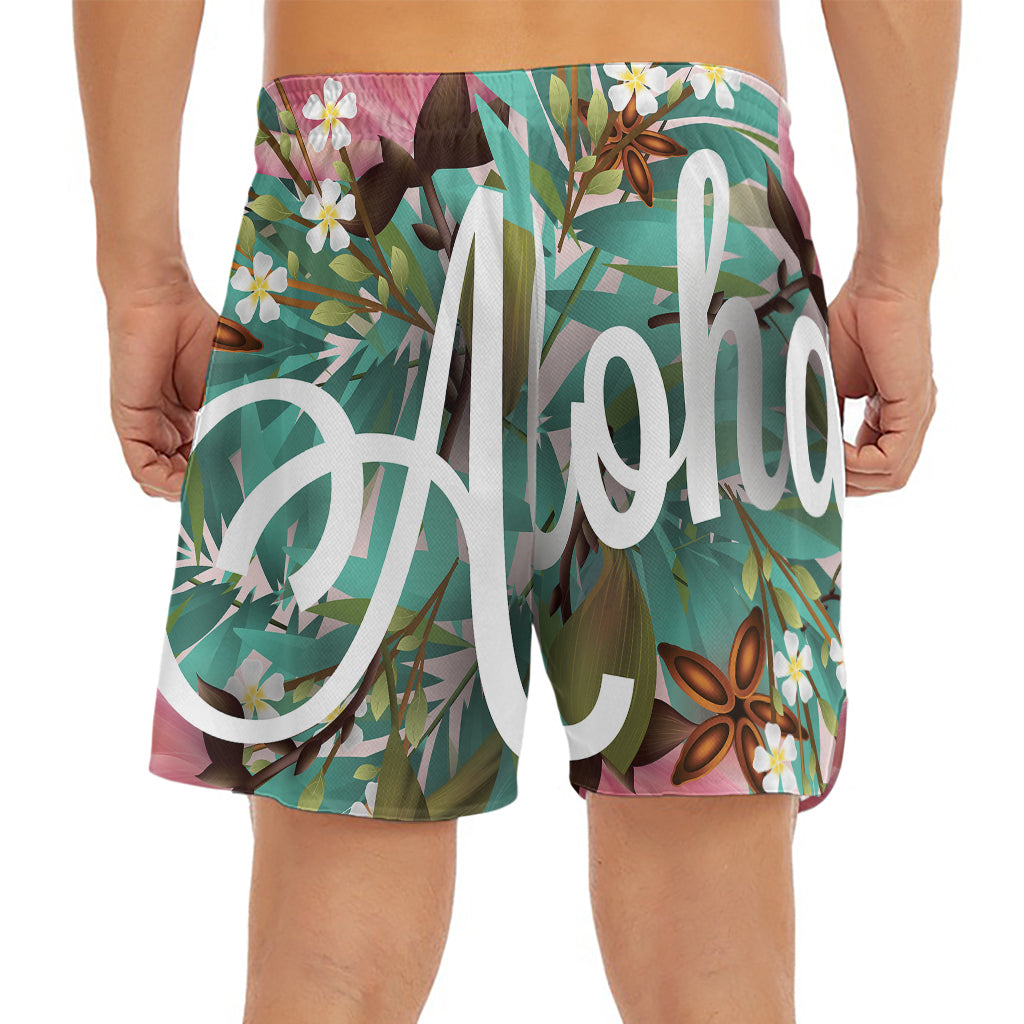 Hawaiian Flower Aloha Print Men's Split Running Shorts